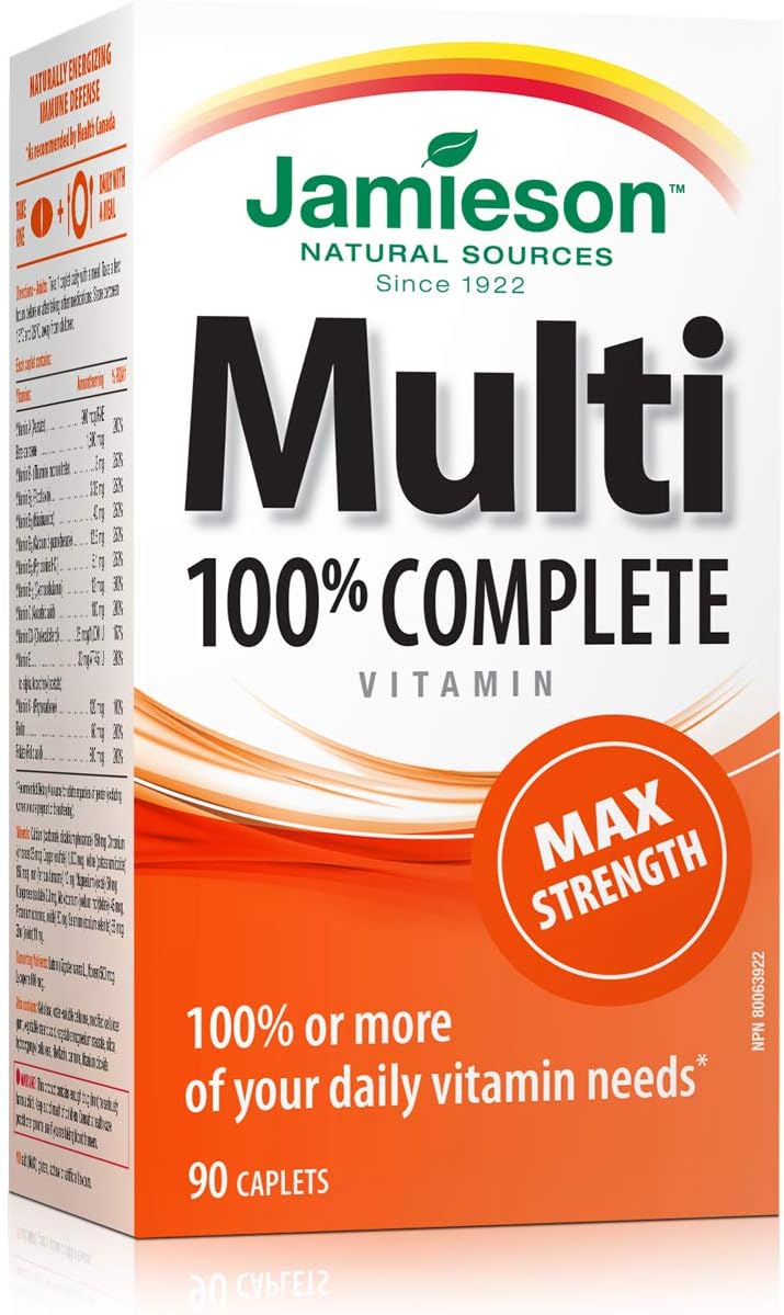 Jamieson 100% Complete Multivitamin Max Strength - 90 Cápsulas