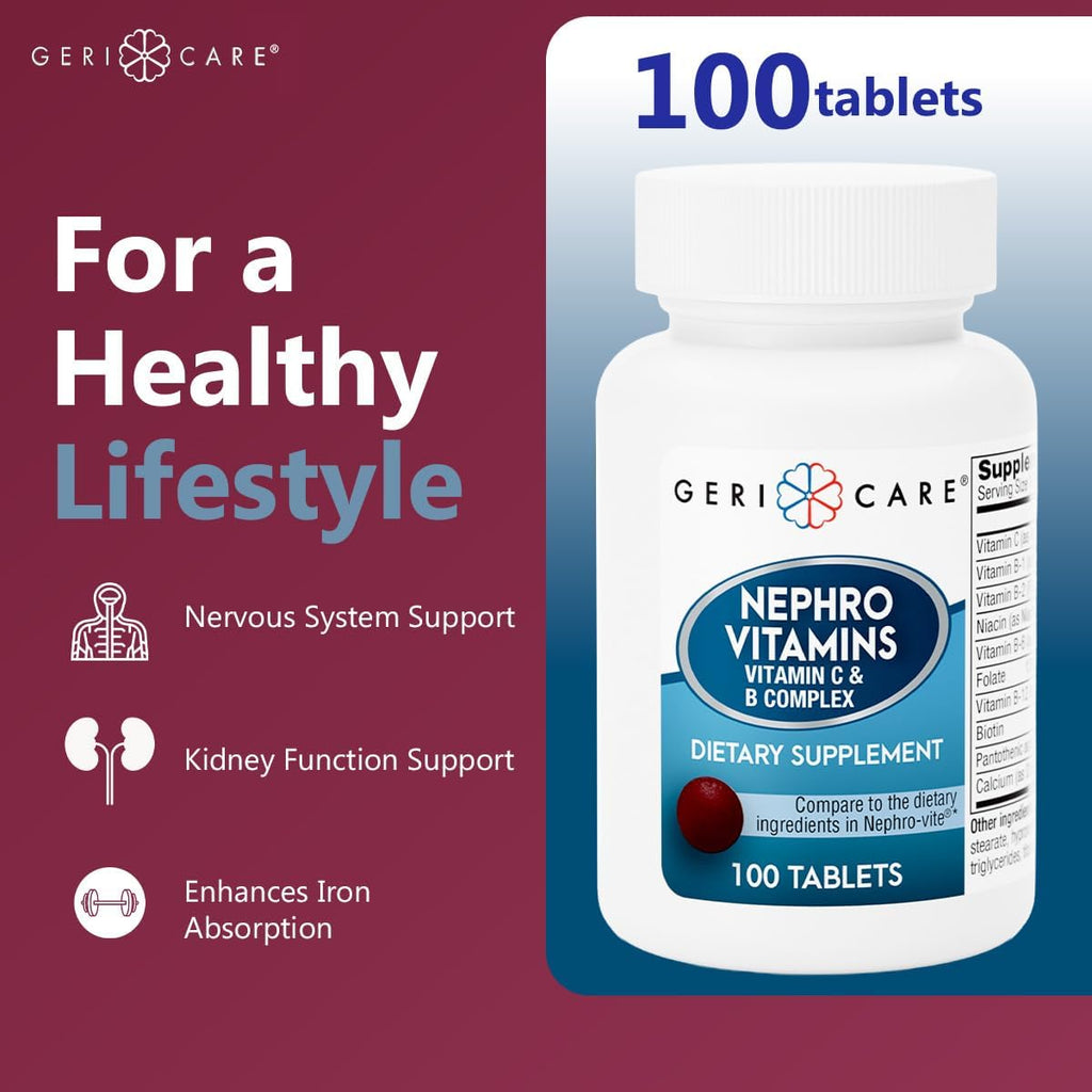GeriCare Nephro Vitamin C & B Complex – 100 Comprimidos