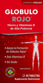 Globulo Rojo Suplemento de Hierro con Vitaminas B, 60 comprimidos