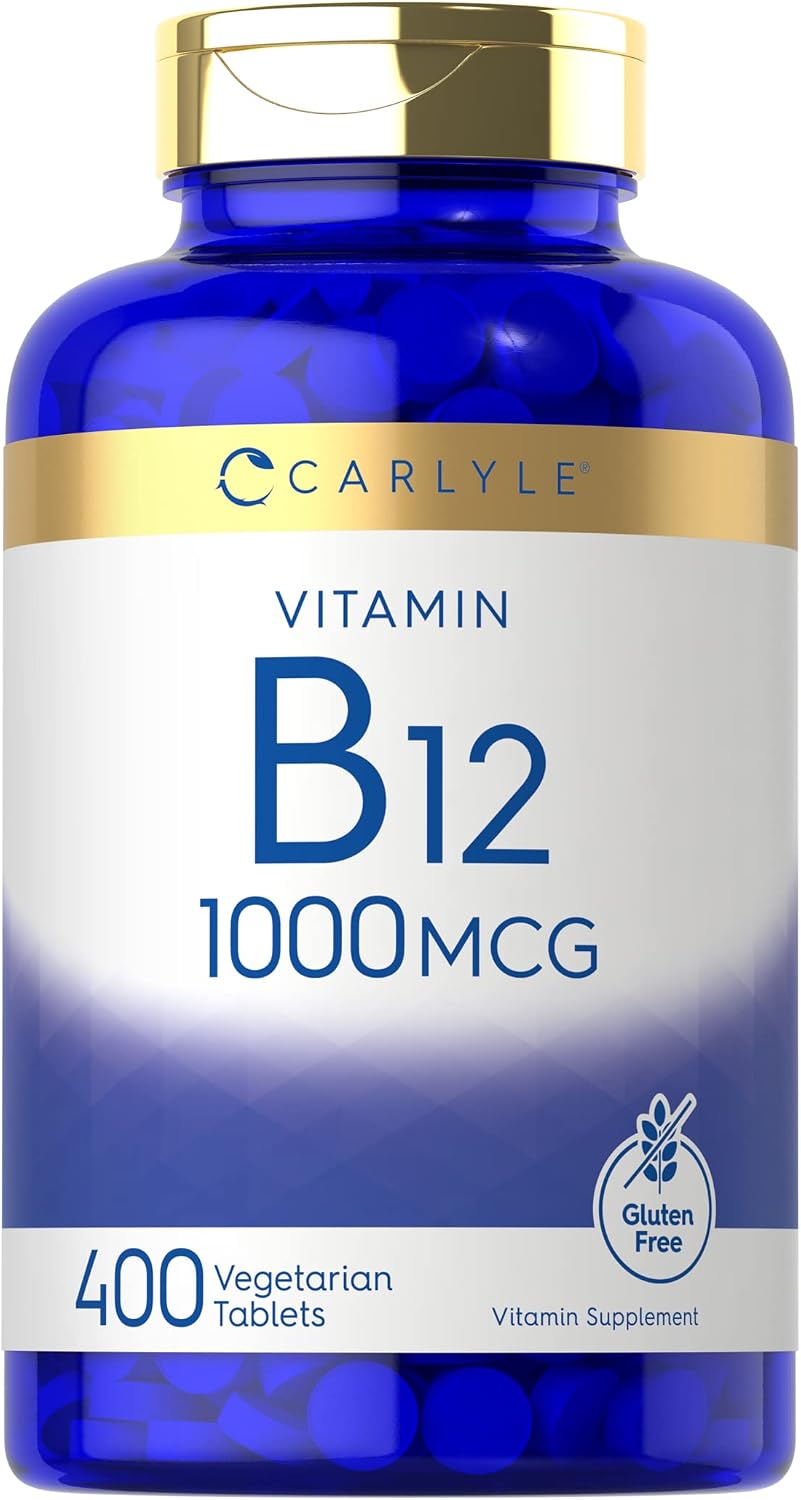 Carlyle Vitamina B12 1000 mcg | 250 Comprimidos | Liberación Prolongada | Cianocobalamina | Vegetariano, No GMO y Sin Gluten
