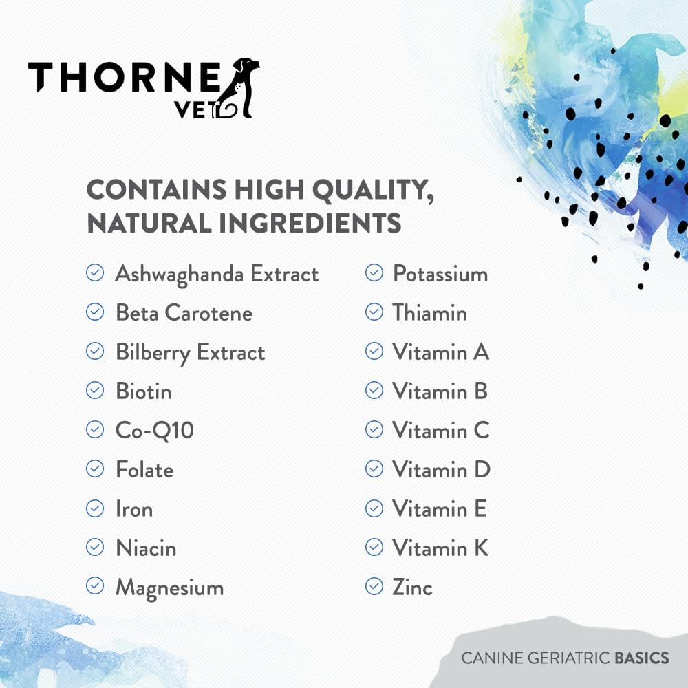 ThorneVET Canine Geriatric Basics – Fórmula multivitamínica y mineral para perros mayores, 90 masticables blandos