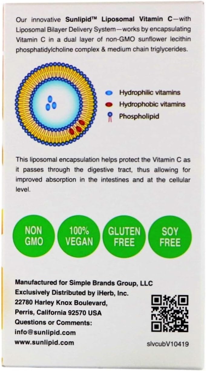 SunLipid Liposomal Vitamin C with MCT Oil, 30 Packets, 0.17 fl oz (5 ml) Each
