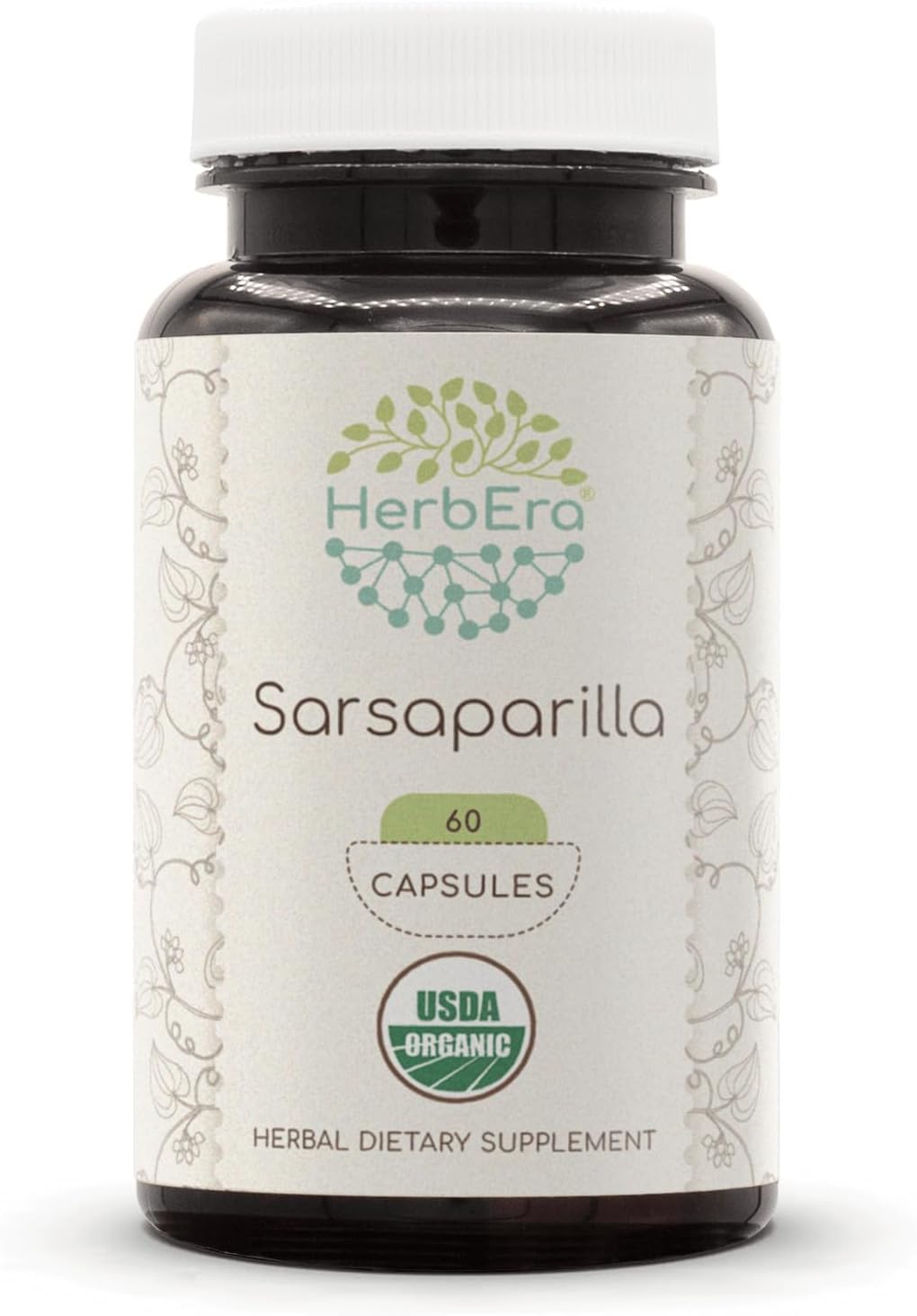 Sarsaparilla Orgánica USDA 120 Cápsulas - Suplemento Herbal Natural - Raíz de Zarzaparrilla (Hemidesmus indicus) Seca