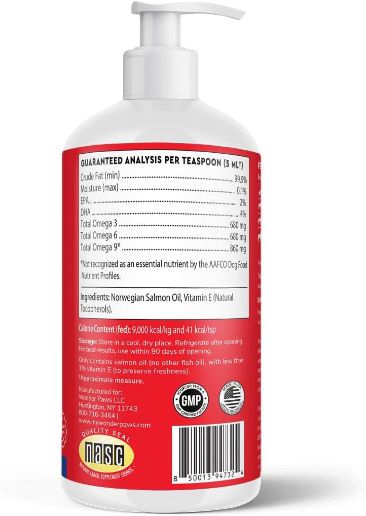 Aceite de Salmón Premium para Perros – Aceite de Salmón Noruego Puro con Omega 3 EPA y DHA – 473ml