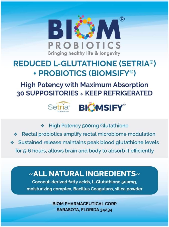 Supositorio de Glutatión Reducido 500mg (Setria) + Probióticos - Alta Potencia y Biodisponibilidad