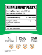 BulkSupplements.com Extracto de Longjack en Polvo - Tongkat Ali - Sin Gluten, 1g por Ración, 250g (8.8 oz)
