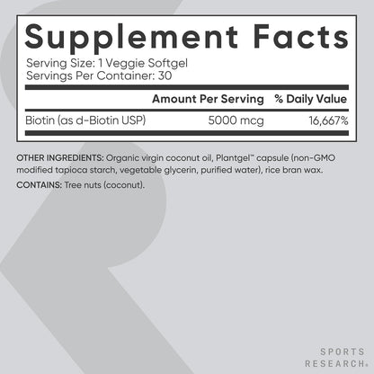 Sports Research® Biotina 5000mcg con Aceite – Membranas mucosas: Contribuye al mantenimiento de las membranas – Image 5