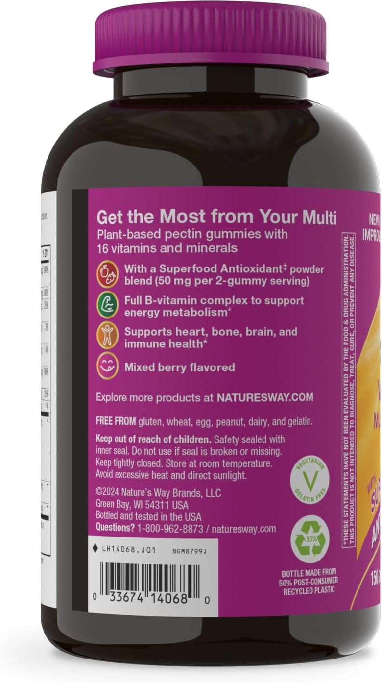 Nature's Way Alive! Multivitamínico Gummy para Mujeres 50+ - 150 Gominolas Sabor Bayas Mixtas