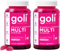 Goli Women's Multi Gummies - Multivitamínico Diario Completo para Mujeres con 13 Vitaminas Esenciales, Biotina, Zinc - Vegano, Sin Gluten - 60 Gominolas (Paquete de 2)