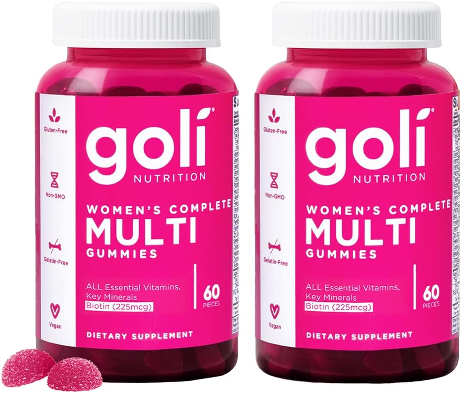 Goli Women's Multi Gummies - Multivitamínico Diario Completo para Mujeres con 13 Vitaminas Esenciales, Biotina, Zinc - Vegano, Sin Gluten - 60 Gominolas (Paquete de 2)