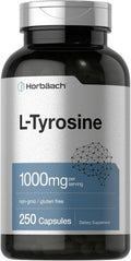 Horbäach L-Tirosina 1000mg | 250 Cápsulas | Suplemento de Aminoácidos | No GMO y Sin Gluten