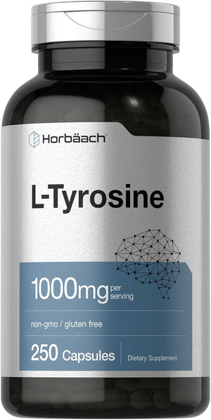 Horbäach L-Tirosina 1000mg | 250 Cápsulas | Suplemento de Aminoácidos | No GMO y Sin Gluten – Image 1