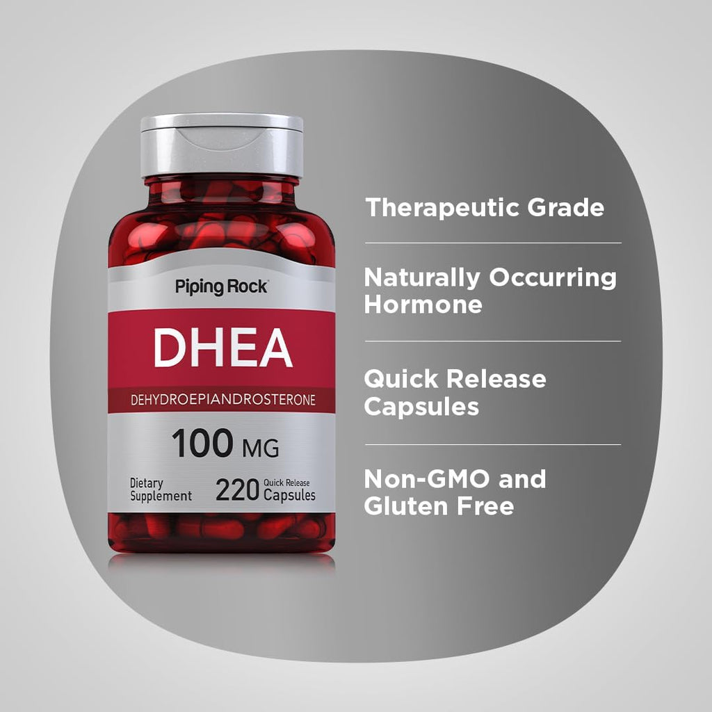 Piping Rock DHEA 100mg, 220 Cápsulas de Liberación Rápida