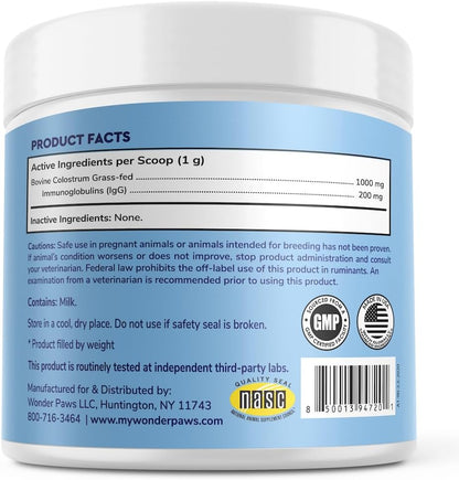 Wonder Paws Premium Grass Fed Colostrum for – Alivio de alergias y picazón: Muchos perros con sensibilidades – Image 2