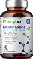 biophix B-3 Nicotinamida 500 mg 180 cápsulas - Fórmula de vitamina B3 sin enrojecimiento