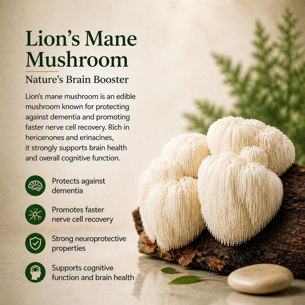 Brain Health Nootropic Supplement – Lion's Mane 200mg, Gotu Kola 200mg, Choline 80mg, Beetroots 100mg, Skullcap 400mg