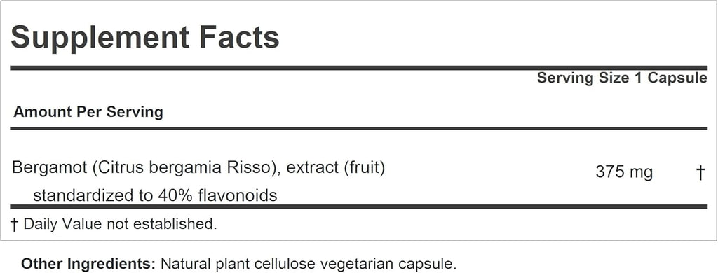 ANDREW LESSMAN Bergamot 375mg - 60 Cápsulas - Extracto Estandarizado de Alta Potencia. Sin Aditivos. Cápsulas Pequeñas y Fáciles de Tragar