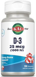 KAL Vitamina D3 1000 UI Masticable con Sabor a Menta – 200 Comprimidos