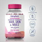 Piping Rock Vitaminas para Cabello, Piel y Uñas, 165 Cápsulas Blandas, 5000 mcg de Biotina Extra Fuerte, con Aceite de Argán y Coco, Sin OGM, Sin Gluten