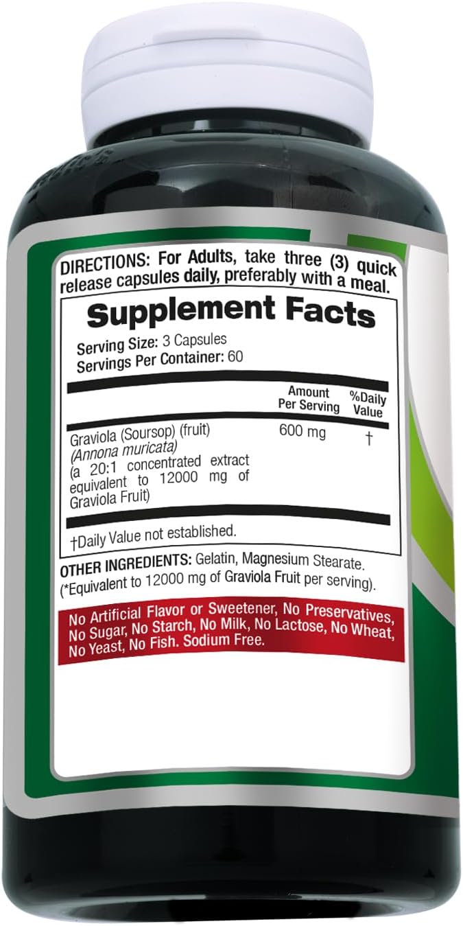 FITO MEDIC'S Lab | Soursop Supplement | Graviola | 180 Cápsulas