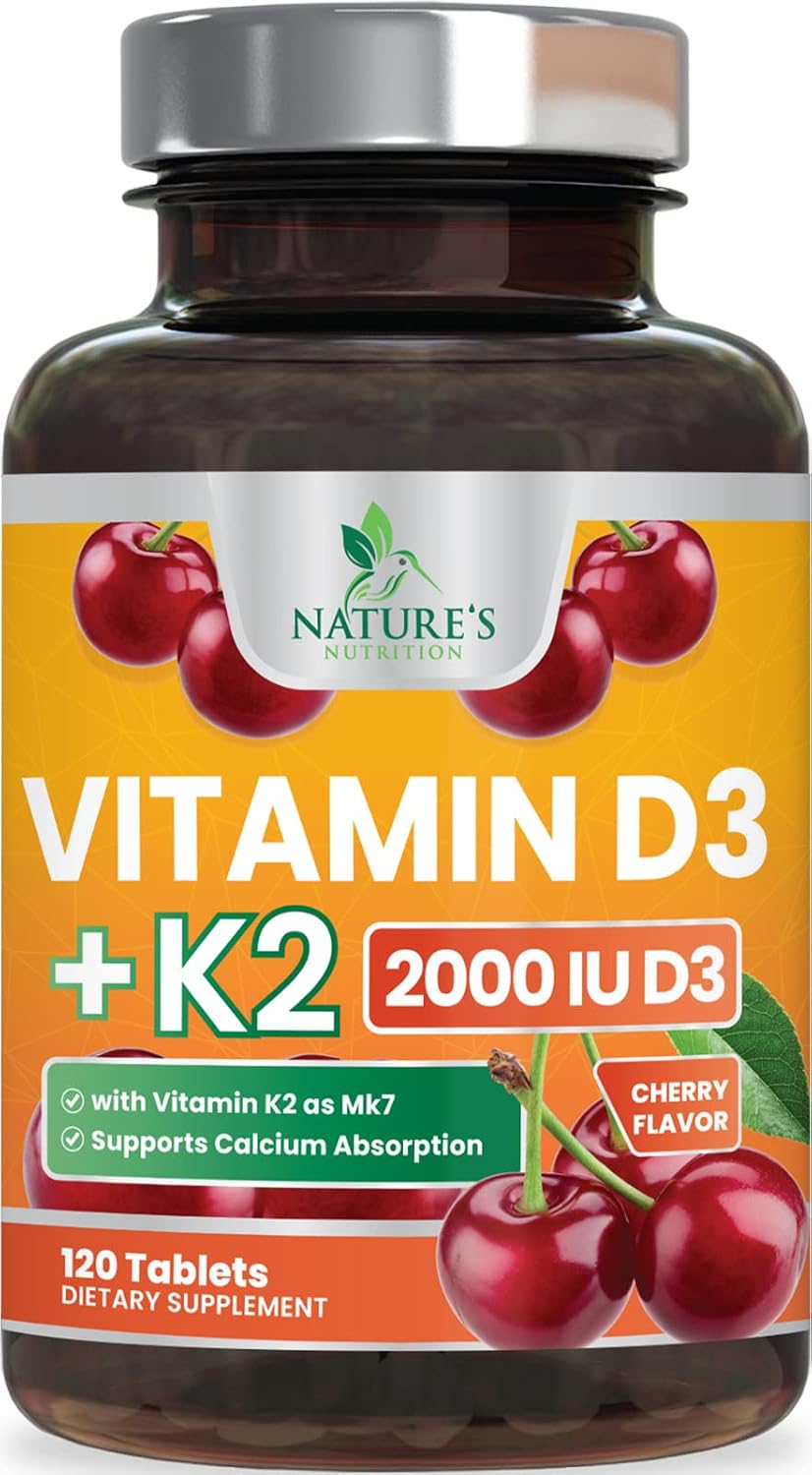 Vitamina D3 K2 2000 UI con MK-7 - Masticable Sabor Berry - 120 Comprimidos