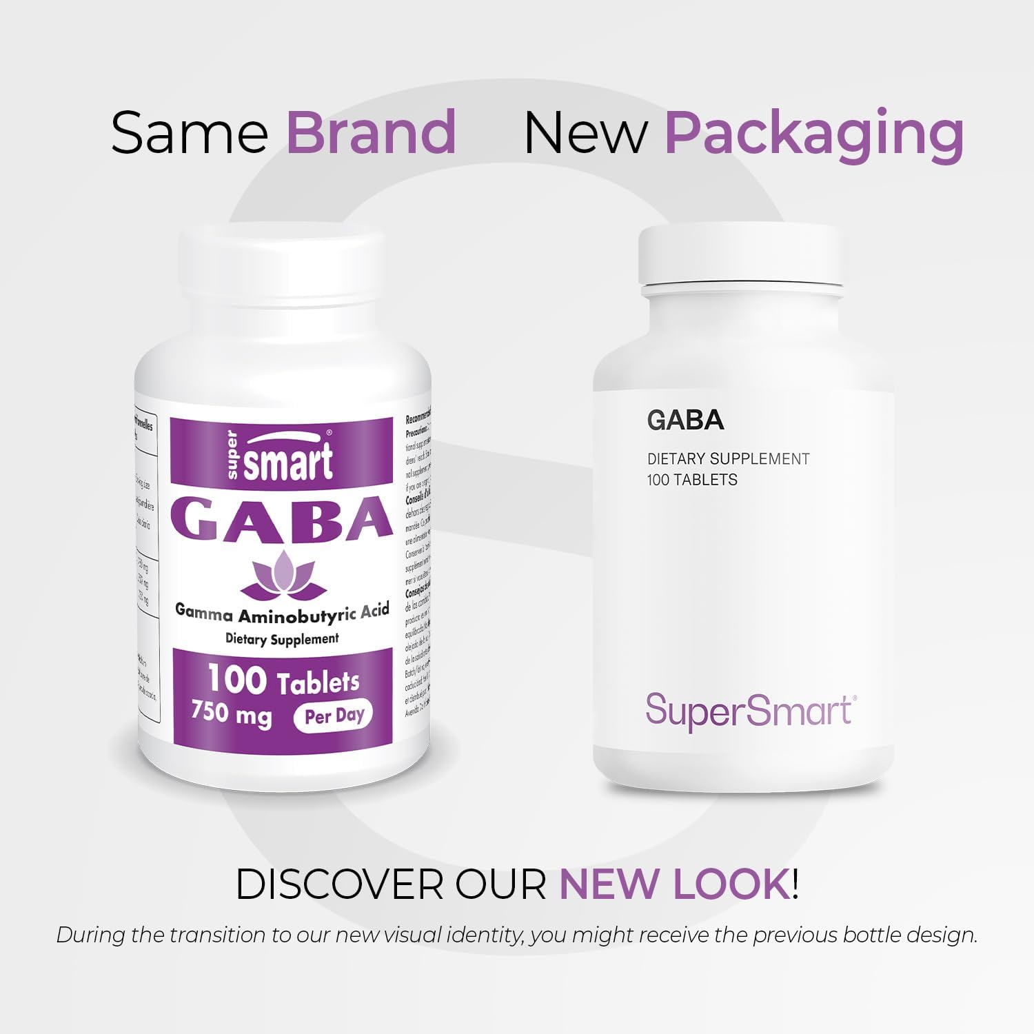 Supersmart - GABA 750mg por Día (Alta Potencia) - Suplemento de Ácido Gamma-Aminobutírico | No-OMG y Sin Gluten - 100 Comprimidos