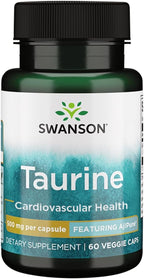 Swanson Aminoácido Ajipure Taurina Grado Farmacéutico 500 mg 60 Cápsulas Veganas