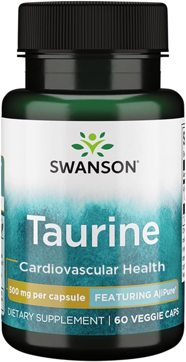 Swanson Aminoácido Ajipure Taurina Grado Farmacéutico 500 mg 60 Cápsulas Veganas