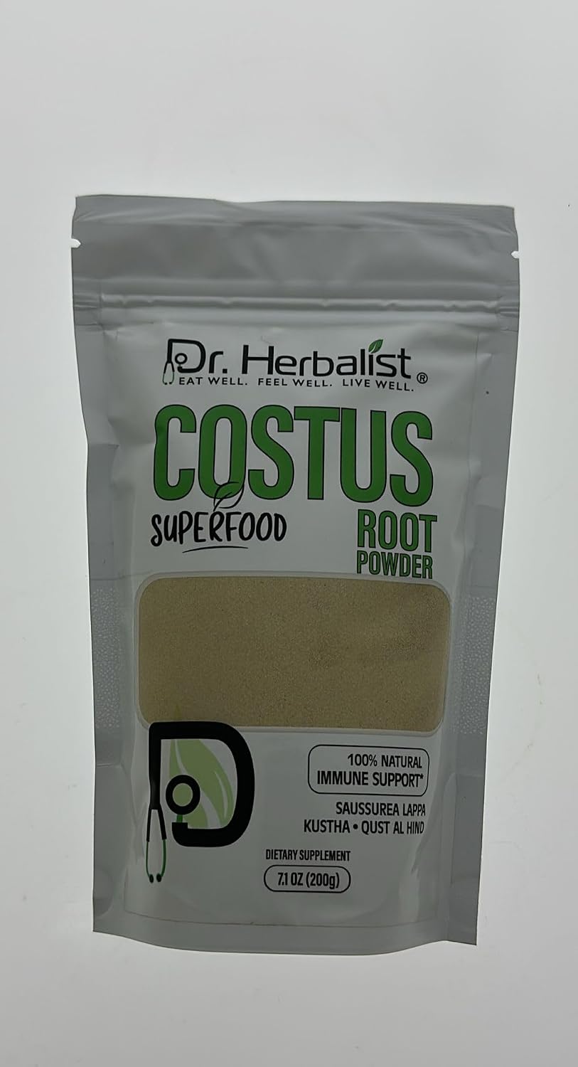 Dr. HERBALIST Polvo de Raíz de Costus 200g - Saussurea Costus Puro (Qust Al-Hindi) con Costunólido | Halal