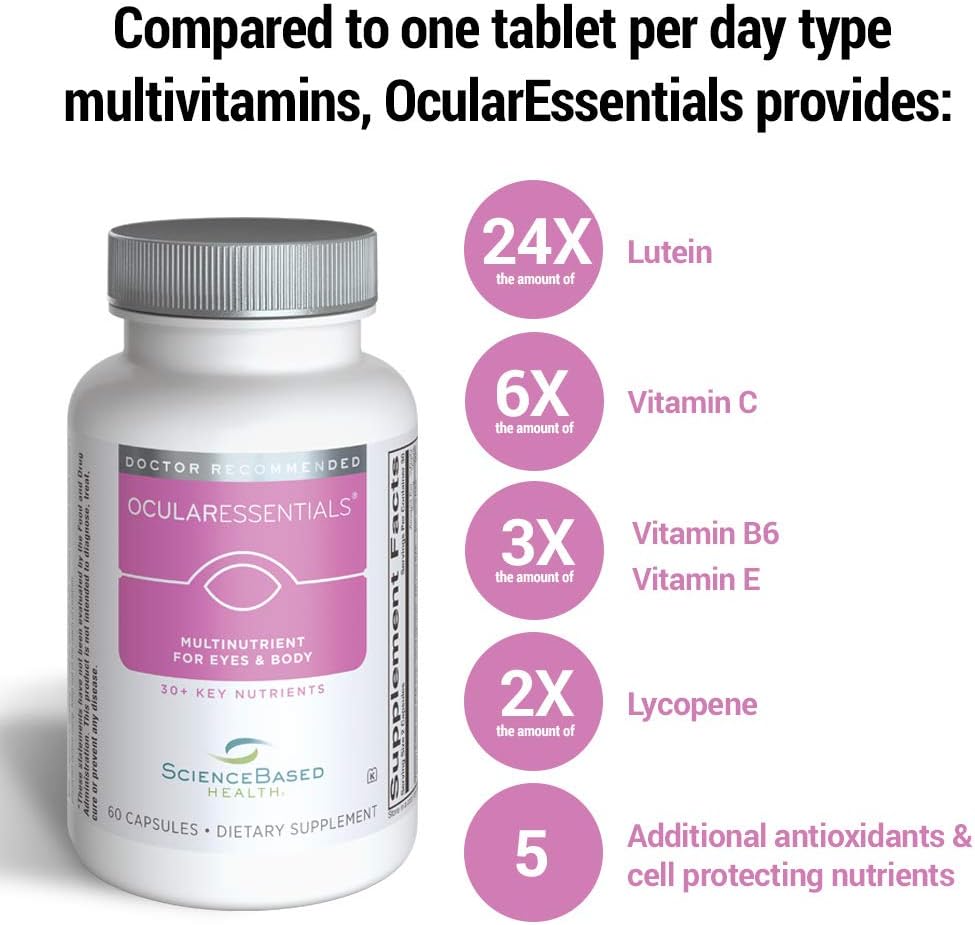 ScienceBased Health OcularEssentials – Daily Multivitamin with Vision Support – 60 Capsules