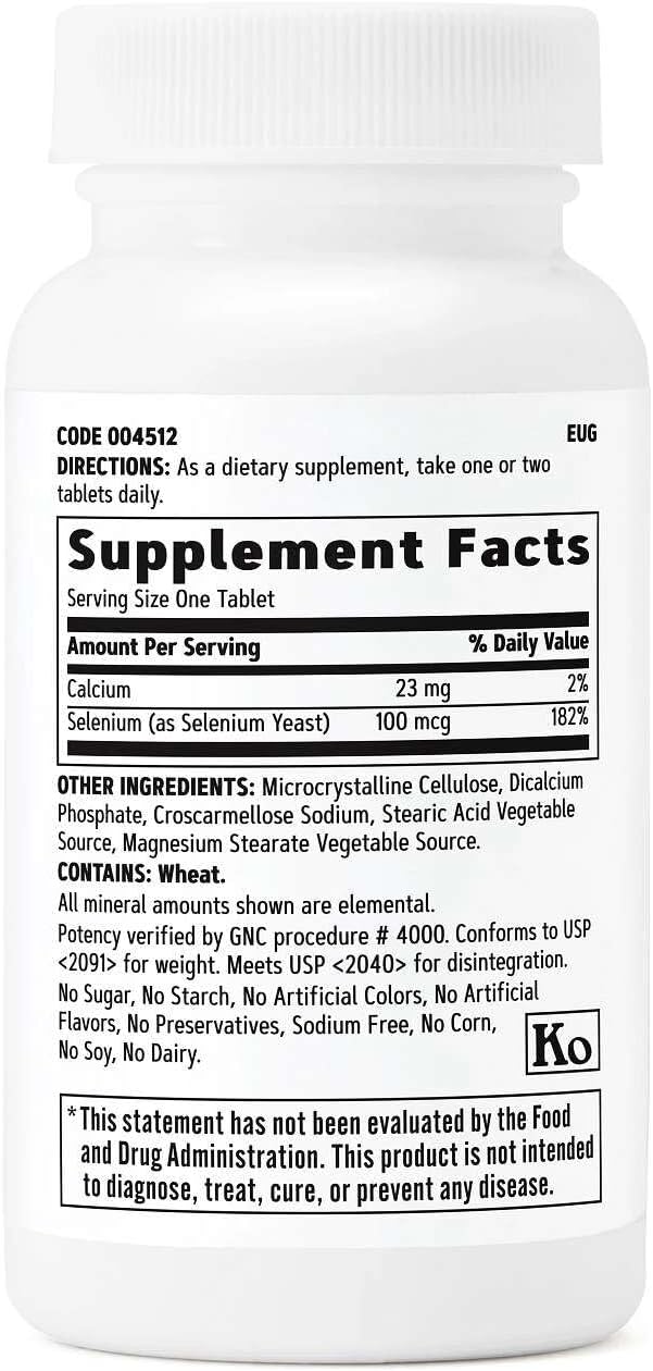 GNC Selenio 100mcg | 100 Comprimidos Vegetarianos