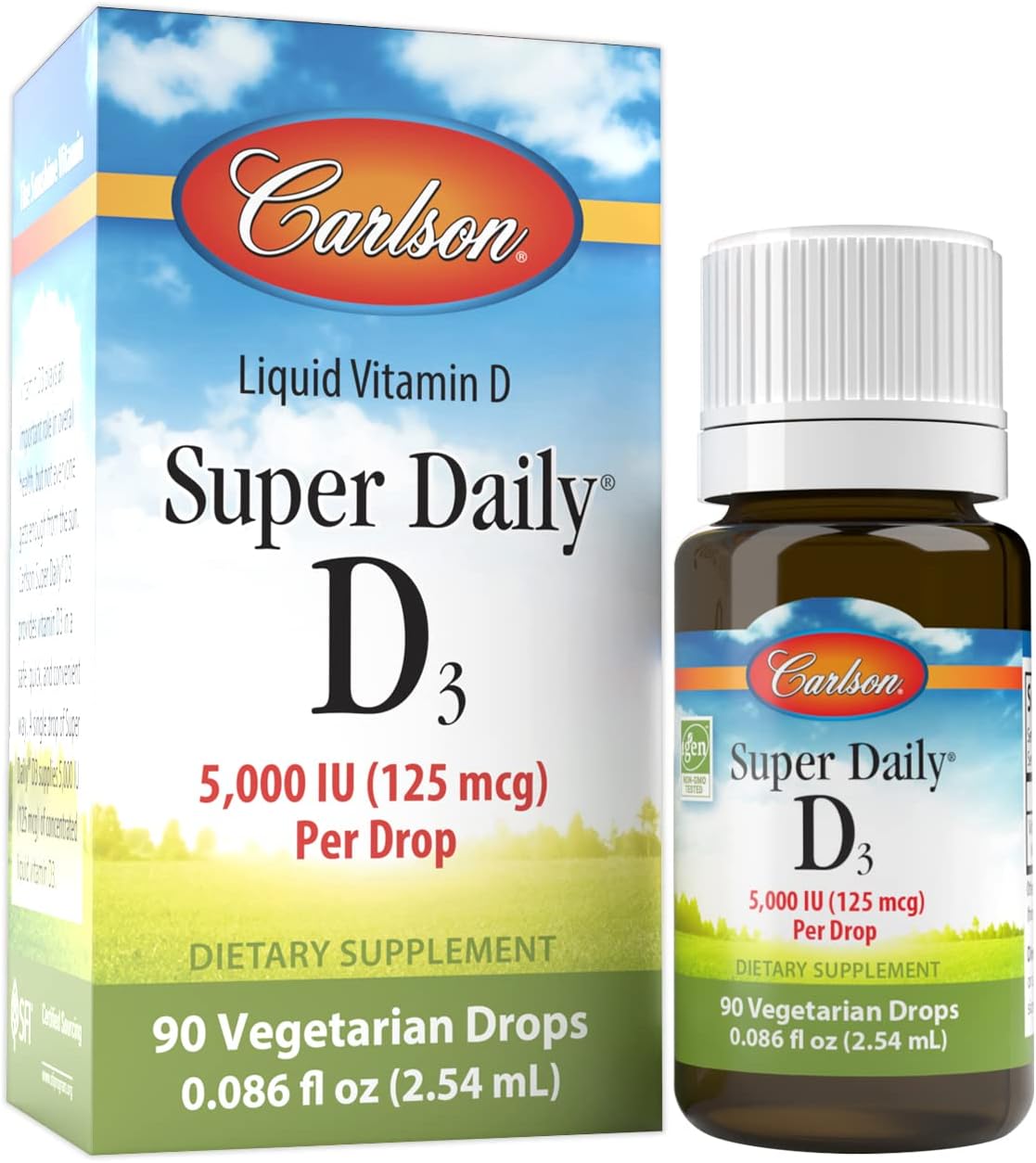Carlson - Super Daily D3, Gotas de Vitamina D3, 2000 IU por Gota, 365 Gotas