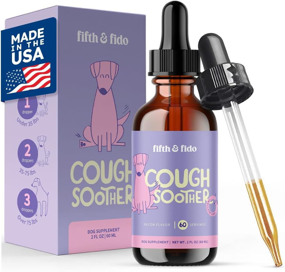 Fifth & Fido Remedio para la Tos en Perros - Gotas Naturales para Alivio de la Garganta