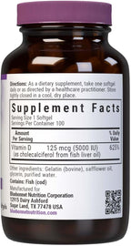 Bluebonnet Nutrition Vitamina D3 2000 IU, 100 Softgels