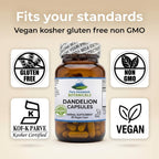 Pure Mountain Botanicals Cápsulas de Raíz de Diente de León - 450mg Orgánico - 90 Cápsulas Veganas Kosher Sin OGM