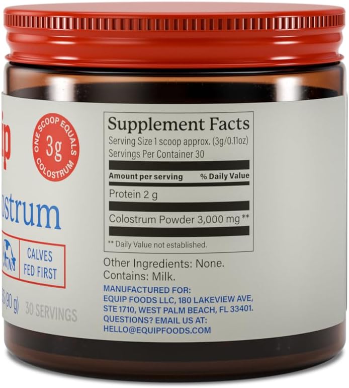 Equip Foods Core Bovine Colostrum Powder - 3000mg, Grass Fed, 30 Servicios
