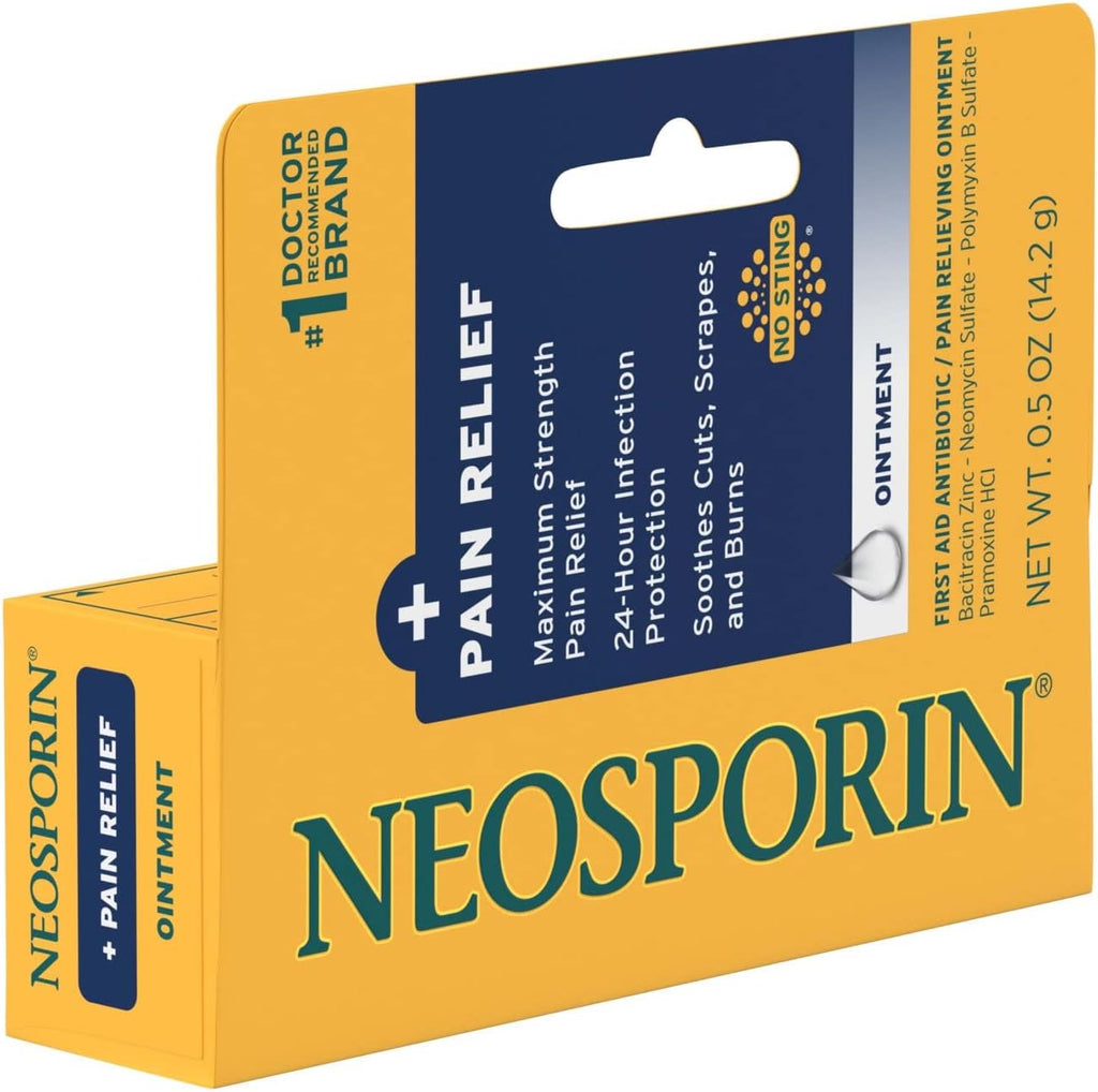 Neosporin + Pain Relief Pomada Antibiótica con Alivio del Dolor, 14.2 g (Pack de 3)