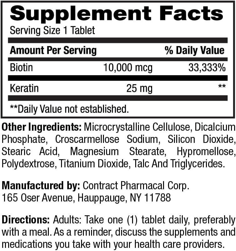 Earth's Splendor Biotina 10.000 μg + Queratina 25 mg
