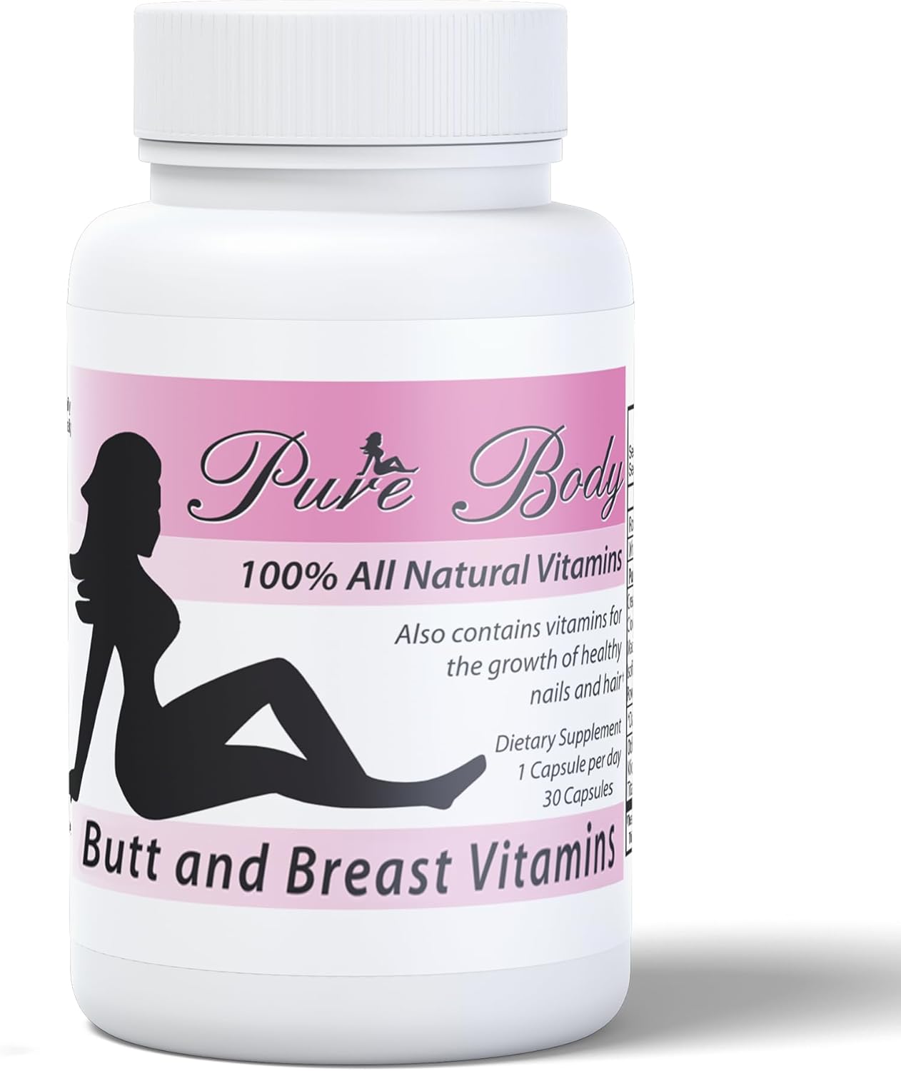 PureBody Vitamins All-in-1 - Cápsulas para Realzar Glúteos y Pecho con Maca, Rosa Mosqueta y Pueraria Mirifica