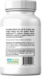 True Cellular Formulas VITDRestore+™ - Vitamina D3 + K2 con Apoyo Hepático y Renal | Sin Soja, No GMO, Vegano, 30 Días