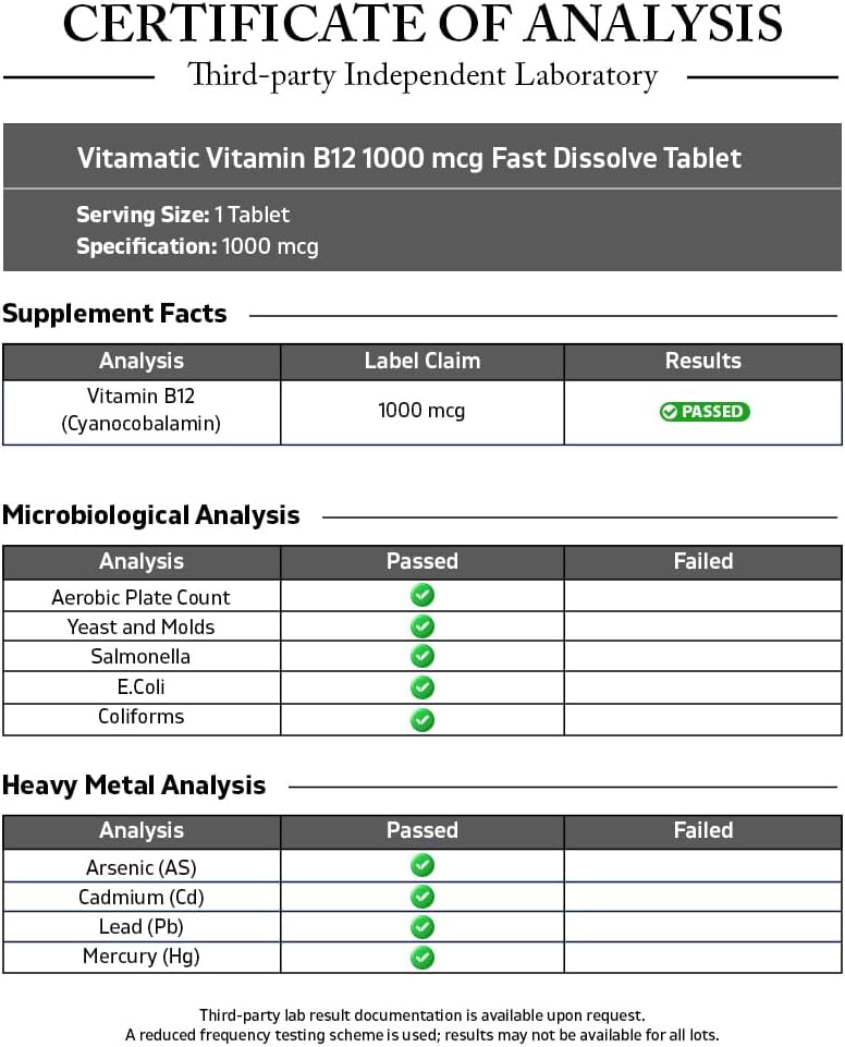 Vitamatic Vitamina B12 1000 mcg - 365 Comprimidos de Disolución Rápida - Sabor Natural a Bayas