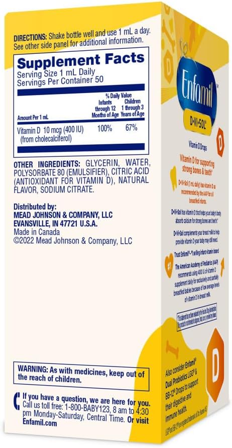 Enfamil D-Vi-Sol Vitamin D Drops for Infants, 50 mL (Pack of 3)