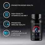 Leviathan Nutrition Vitamina D3 K2 2 en 1 | 360mcg Vitamina K2 (MK7) + Vitamina D3 5000 UI - Fórmula Vegana Orgánica