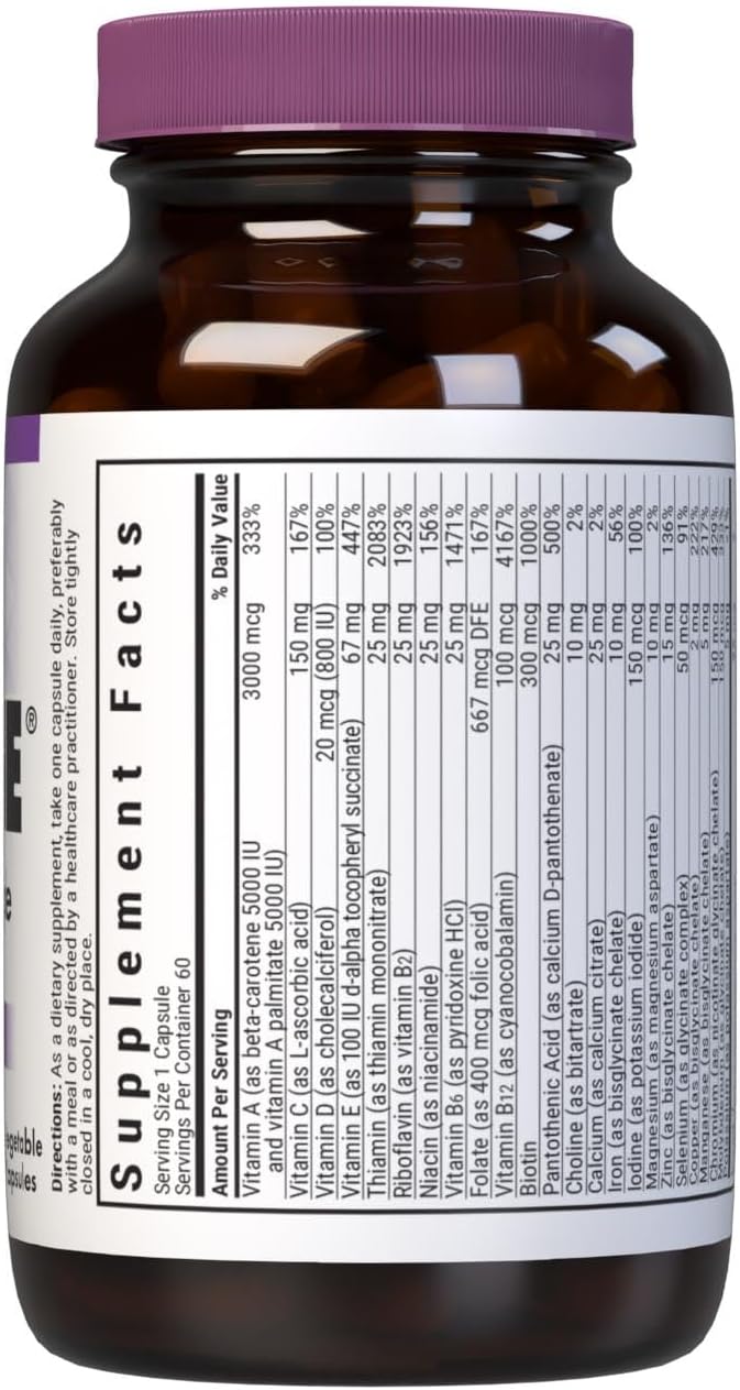 Bluebonnet Nutrition Mult One con Hierro - 60 Cápsulas Vegetales