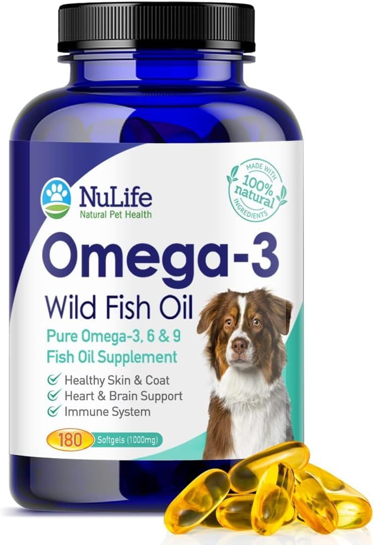 Pure Omega 3 Fish Oil for Dogs – Aceite de Pescado Salvaje de Islandia, 180 Cápsulas (1000 mg)