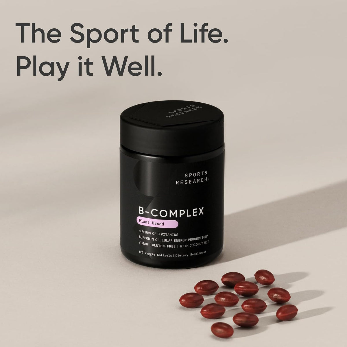 Sports Research Vitamin B-Complex - Complejo B completo con B12 metilada y folato - 120 cápsulas blandas veganas – Image 7