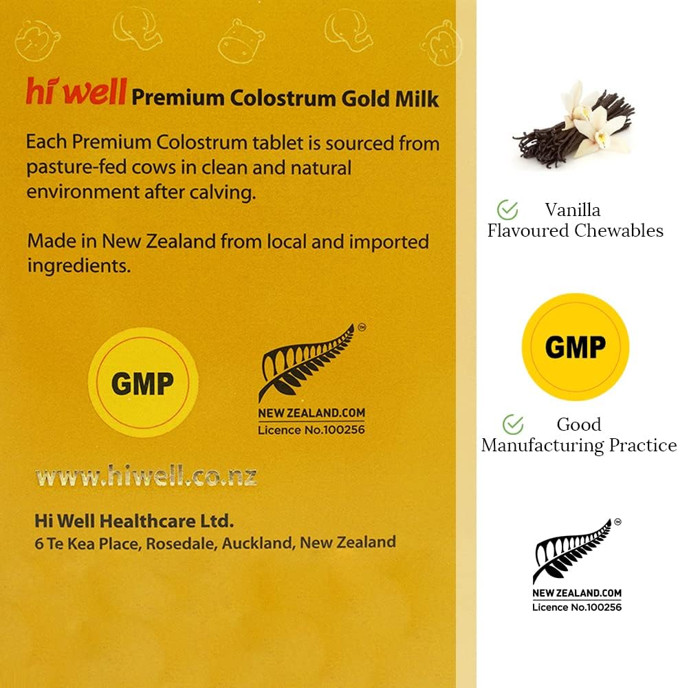 HI WELL Calostro Oro Premium Alimentado con Pasto 200 Comprimidos