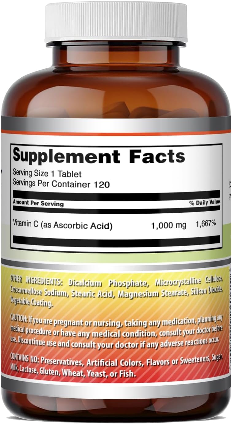 Amazing Formulas Vitamina C 1000 mg por dosis, 120 Comprimidos