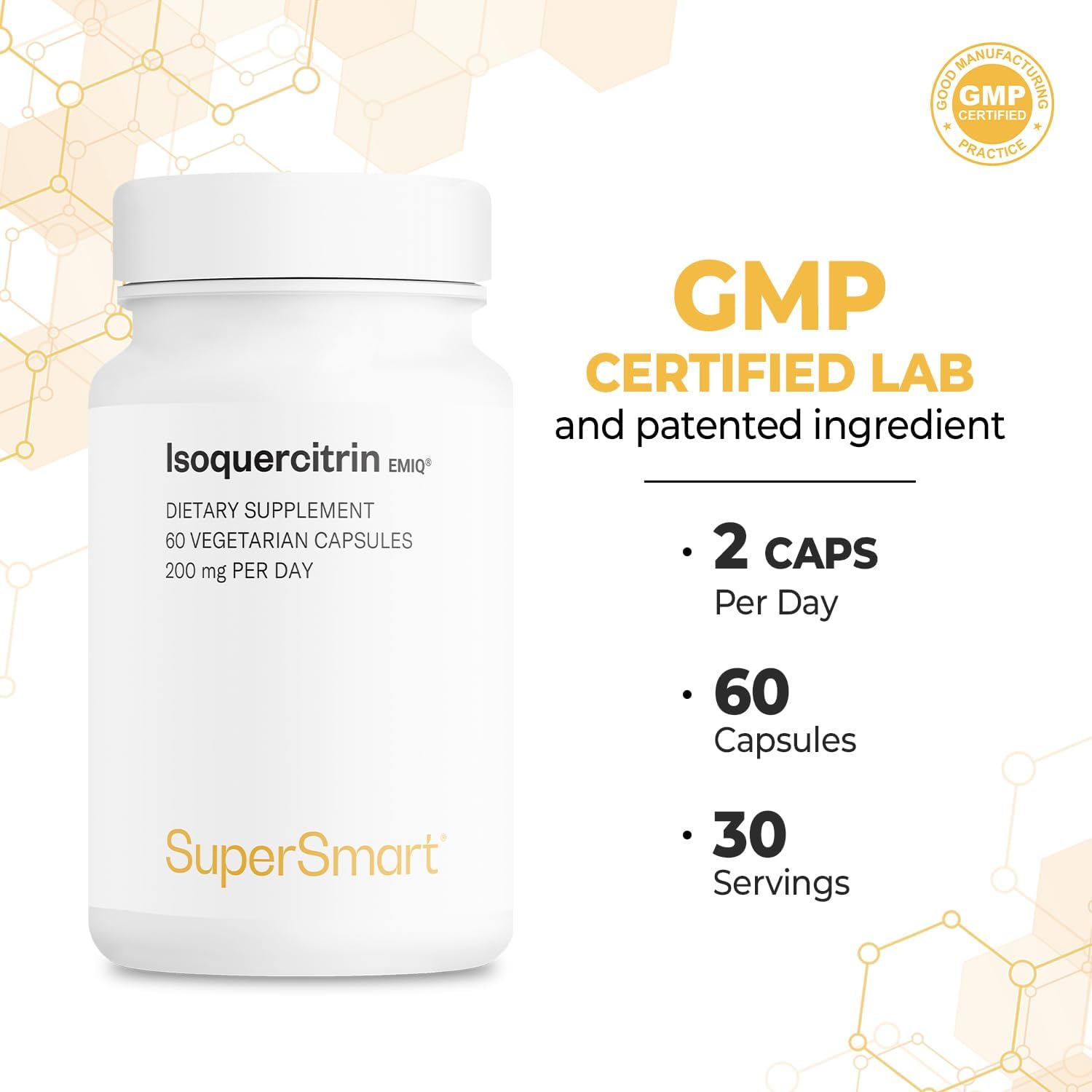 Supersmart IsoQuercitrina EMIQ 200 mg Quercetina Bioactiva 60 Cápsulas