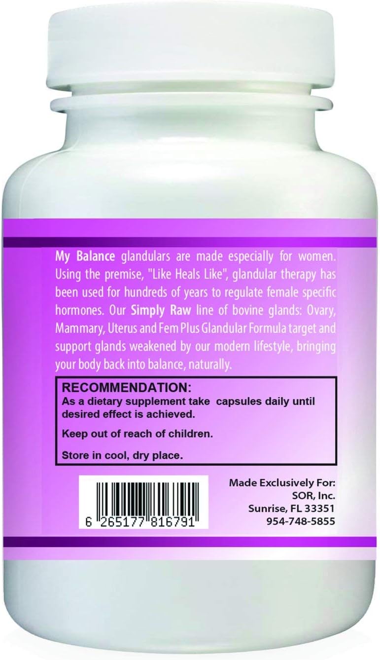 Simply Raw Mammary Glandular. Glándula Mamaria Bovina 400 mg, 100 Cápsulas - My Balance